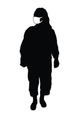 woman with mask silhouette vector