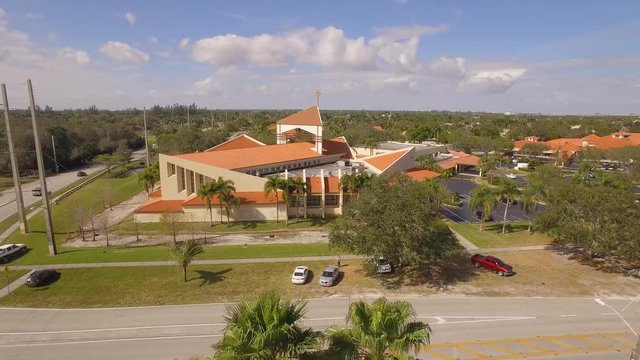 St Bonaventure Church In Davie, FL Drone Shot