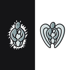 Black and white character represent evil and good mascot vector