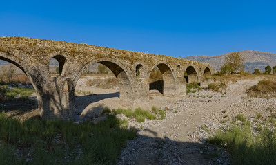 Fototapeta na wymiar Old Kordhoce bridge from Ottoman period in Albania