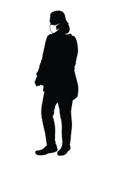 woman with mask silhouette vector