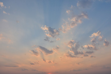 Bright orange sky and light of the sun.