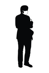 Man with mask silhouette vector