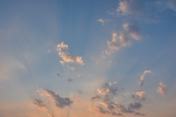 Bright orange sky and light of the sun.