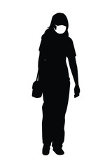 woman with mask silhouette vector