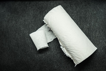 A roll of used toilet paper