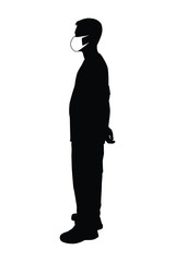 Man with mask silhouette vector