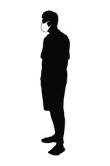 Man with mask silhouette vector