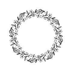 circle floral vintage draw frame vector illustration