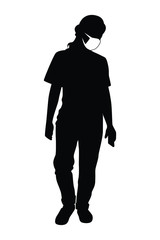 woman with mask silhouette vector
