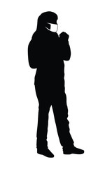 woman with mask silhouette vector