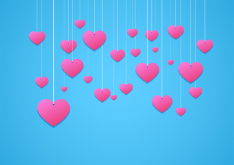 love  card Valentine's day, pink heart. Vector illustration.