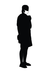 woman with mask silhouette vector