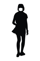 woman with mask silhouette vector
