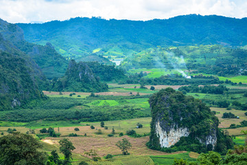 Phu Lanka, limestone mountains in the middle of the rice field In Phayao Province, Thailand