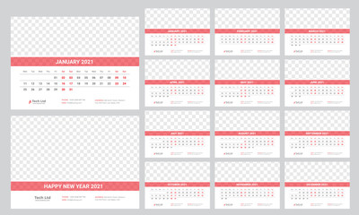 2021 calendar planner set for template corporate design week start on Monday.
