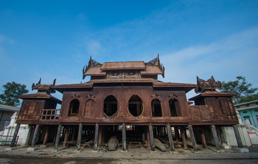 Fototapeta na wymiar Wooden temples in Shan State, Myanmar