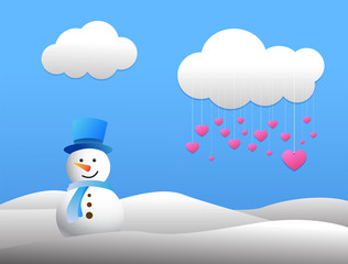 love and valentine day,Snowman vector illustration
