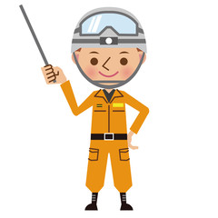 指し棒を使って解説するレスキュー隊・救助隊