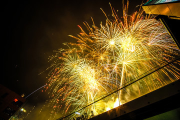 2020 New Year Fireworks at Bonifacio Global City, Manila, Philippines.
