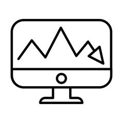 desktop with arrow statistics line style icon