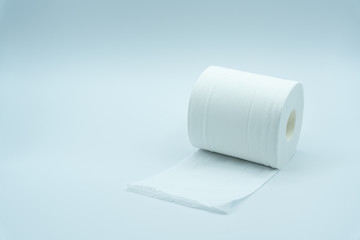 Photo of toilet paper on white background