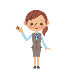 案内をするOL・事務スタッフ（制服姿）