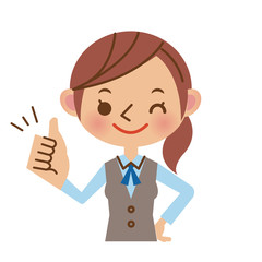 グッドサインをするOL・事務職の女性（バストアップ）