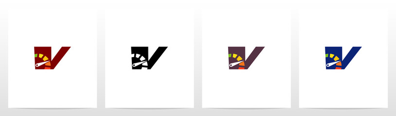  Speedometer On Letter Logo Design V