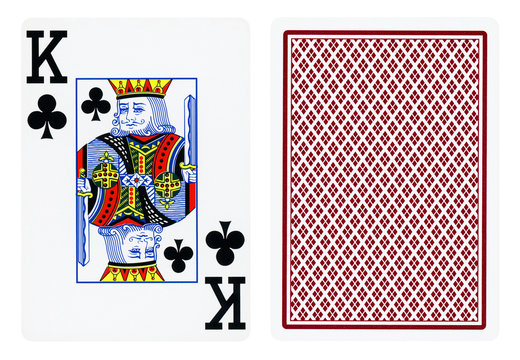 King of Clubs playing card - isolated on white