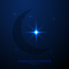 Abstract ramadan kareem in the space, low poly style design