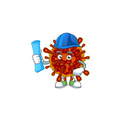 A clever Architect of deadly coronvirus with blue prints and blue helmet