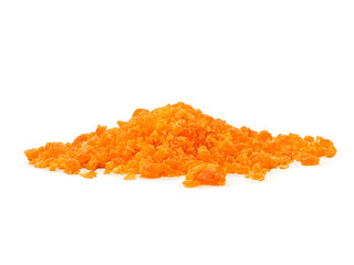 Salted egg yolk powder with salted eggs. Yummy and look delicious. isolated on white background