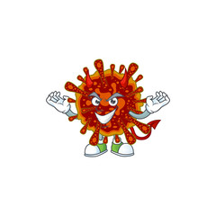 Cartoon picture of deadly coronvirus in devil cartoon character design