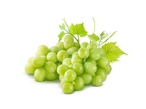 Green Shine muscat Grape on white background