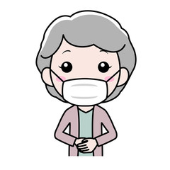 マスクをした年配の女性