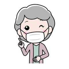 Obraz premium マスクをした年配の女性