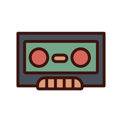 casette retro music line and fill icon