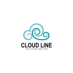 Fototapeta na wymiar Cloud logo with line design vector, Blue icons
