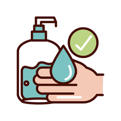 disinfect hands prevent spread of covid19 line and file icon
