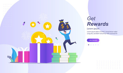 Earn Point concept, Loyalty program and get rewards, Suitable for web landing page, ui, mobile app, banner template. Vector Illustration. 