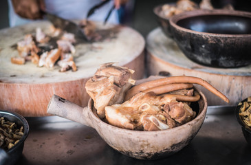 Braised pork made in Baku Teh Breakfast for people in southern Thailand