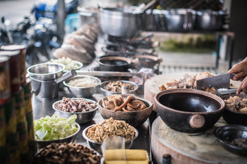 Braised pork made in Baku Teh Breakfast for people in southern Thailand