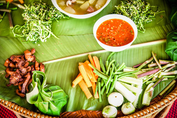 Local food of the Akha tribe on Doi Mae Salong, Chiang Rai Province, Thailand