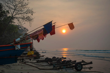 Morning Light in a Local Fisherman's Wharf, Rayong Province, Thailand