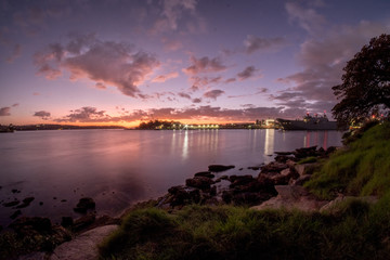 dawn harbour scene