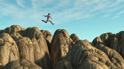 Jumping over rocks