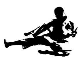 空手選手　筆タッチ　シルエット