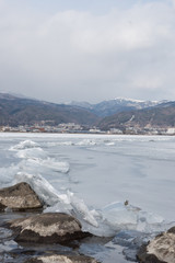 Obraz premium 御神渡り（諏訪湖,長野県）