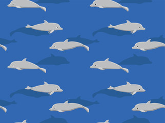 Dolphin Swimming Cartoon Vector Seamless Background Wallpaper-01